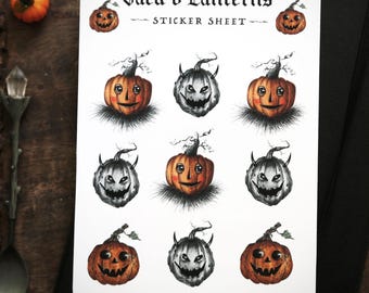 Jack O'Lantern Stickers | Pumpkins | Halloween | Journal Planner Stickers | Spooky Autumn