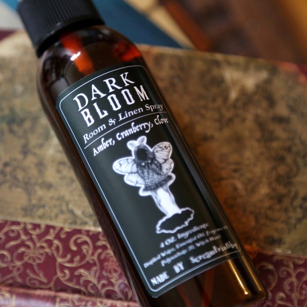 Dark Bloom Room Spray, Room and Linen, Amber Cranberry Clove, Natural Sprays, Essential Oil, Fragrance Oil, Witchy Gift, Unique Gift,