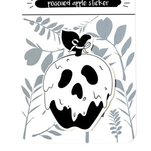 Adesivo de maçã envenenada - adesivo de caveira - adesivo de bruxa - adesivo gótico - adesivo assustador - adesivo de branca de neve - adesivo de planta - Halloween