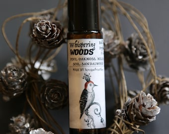 Whispering Woods Perfume Oil, Pine, Oakmoss, Sandalwood Roll On