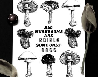 Poisonous Mushroom Print, Quote Kitchen Print, Food Poster Restaurant Art, CottageCore, Mushroom Art, Mushroom Decor, Forager, Funny, Fungi
