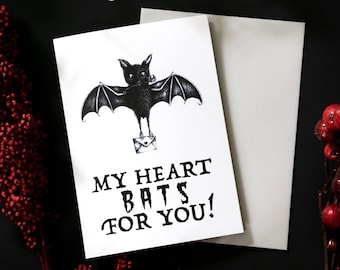 Batty Valentine Card, Spooky Gothic Love, Bats For You