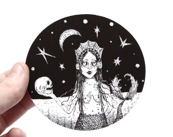 Siren Sticker - Weatherproof Mermaid Decal, Sea Witch Art