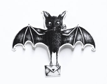 Pegatina impermeable Love Bat, calcomanía gótica espeluznante para portátil