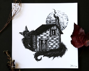 Big Bad Wolf Art Print, Spooky Fairy Tale Decor