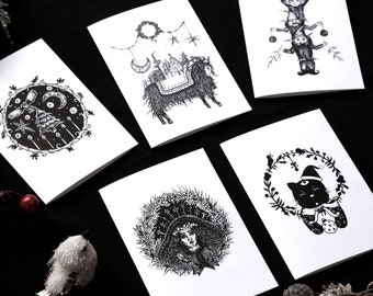 Assorted Christmas Cards, Christmas Cards, Xmas Cards, Yule Cards, Holiday Cards, Winter Cards, Illustrated Cards,Card Pack, screamprintshop