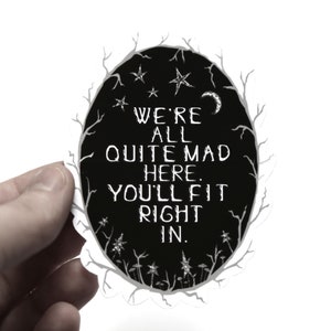 Down The Rabbit Hole Sticker - Alice Im Wunderland Sticker - Einzigartiger Spruch Laptop Sticker - Witchy Sticker - Mond Sterne Pilze Wald Natur
