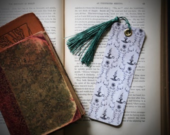 Haunted Parlor Bookmark | Gothic Candle, Floral Pattern