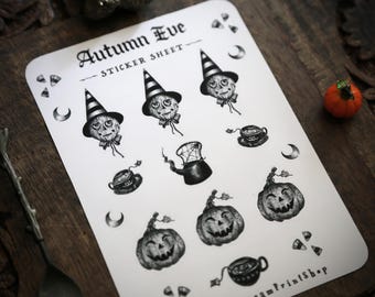 Autumn Eve Sticker Sheet | Planner Journal | Halloween Pumpkins