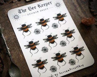 Bee Keeper Sticker Sheet | Journal Planner Stickers | Bumblebee Garden