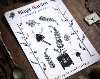 Magic Garden Sticker Sheet | Witchy Cottagecore Planner Stickers