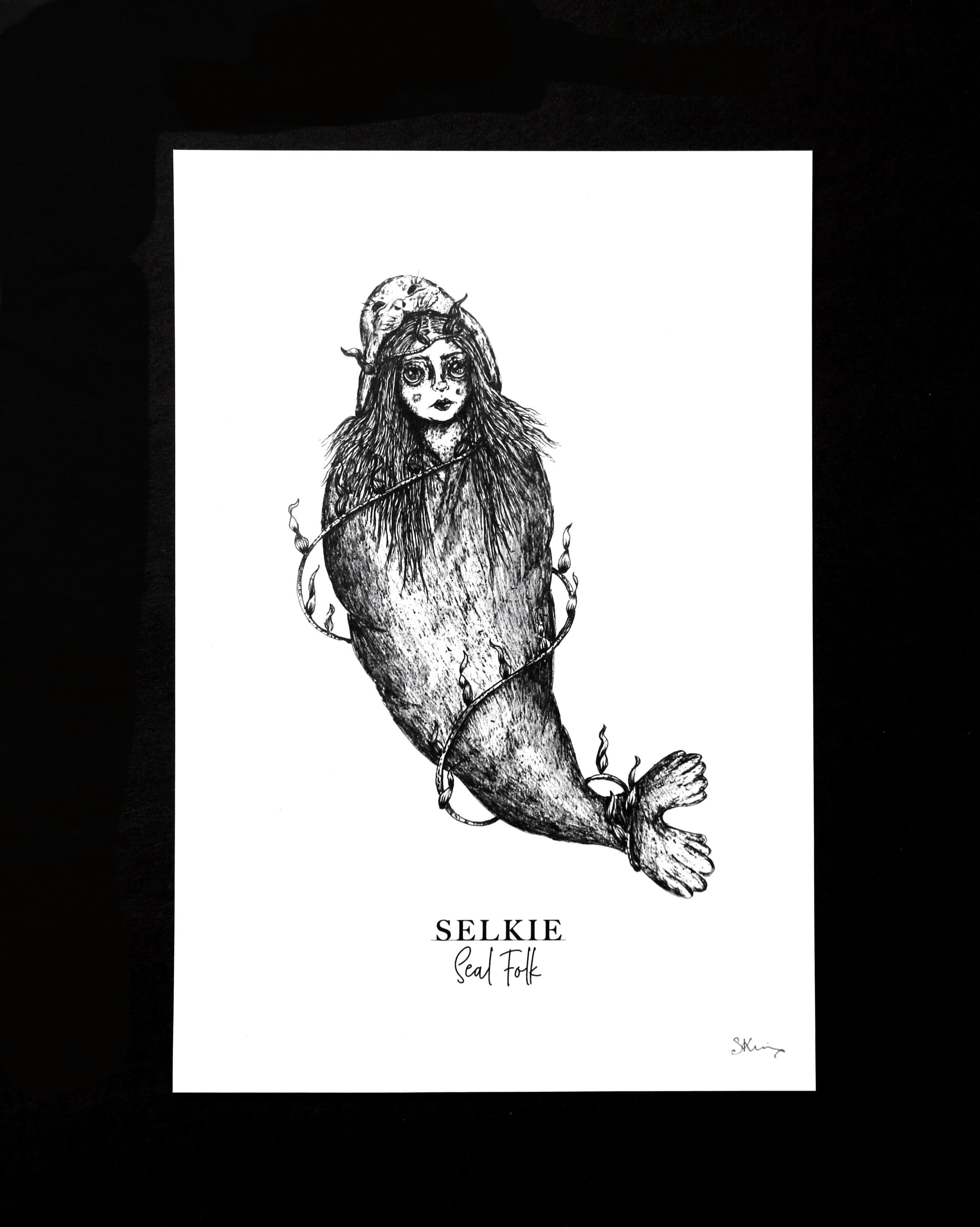 Selkie Print Seal Art Ocean Animal Art Surrealism Etsy