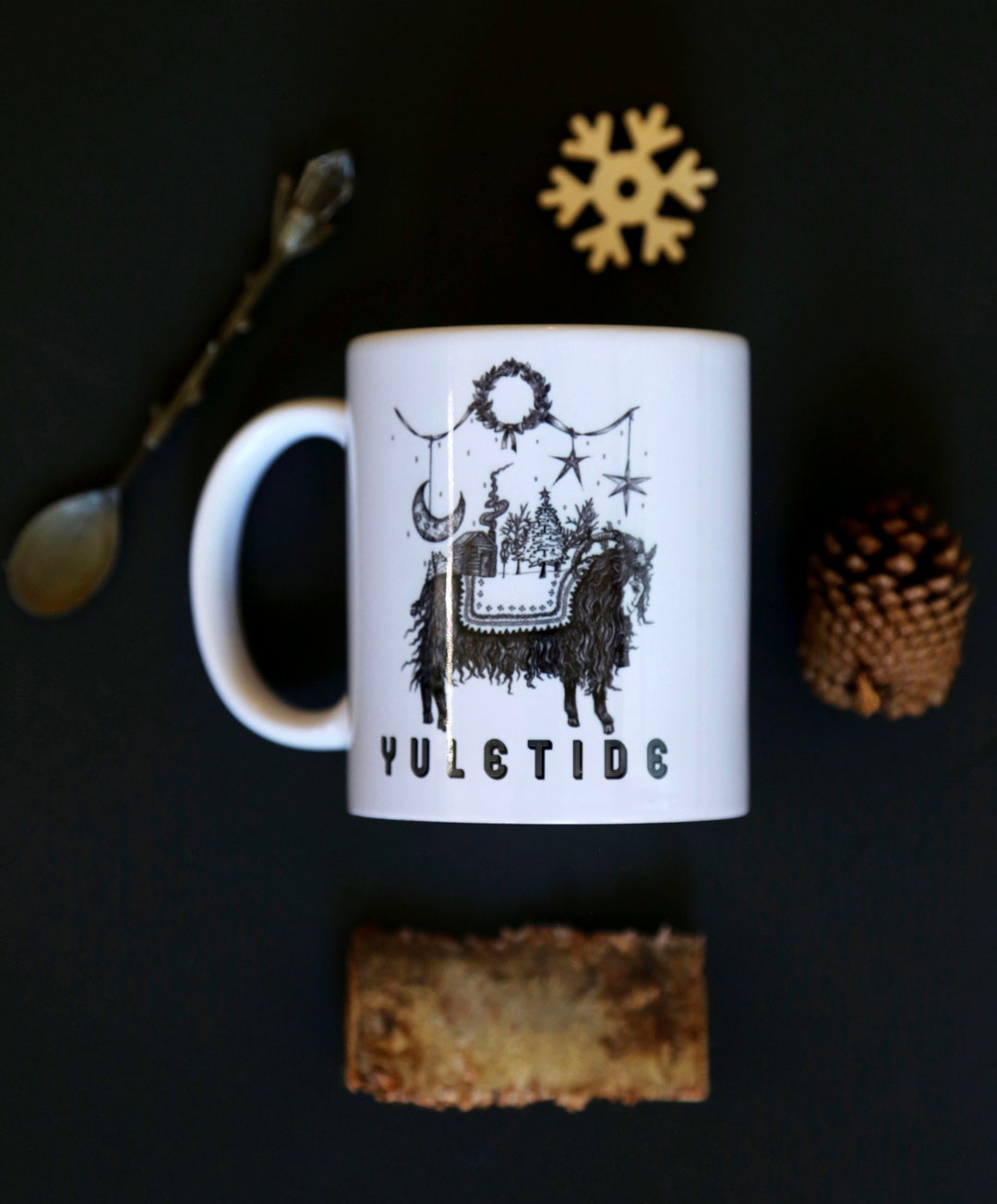 Yuletide Mug Yule Goat Mug Yule Xmas Christmas Folk Art Etsy