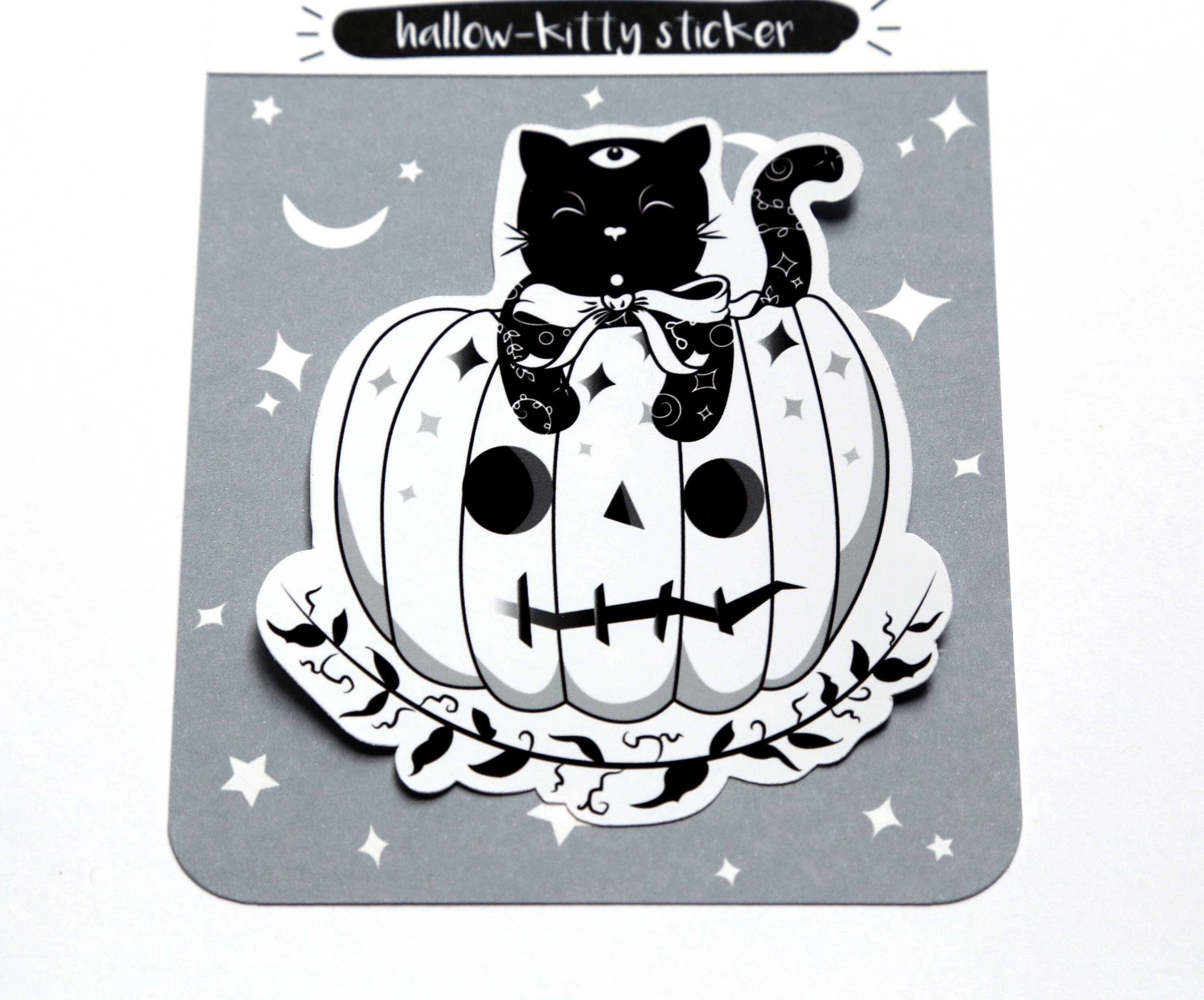Hallow Block Sticker Hallow-kitty Sticker - Halloween Spooky Sticker - Cute Animal - Witchy ...
