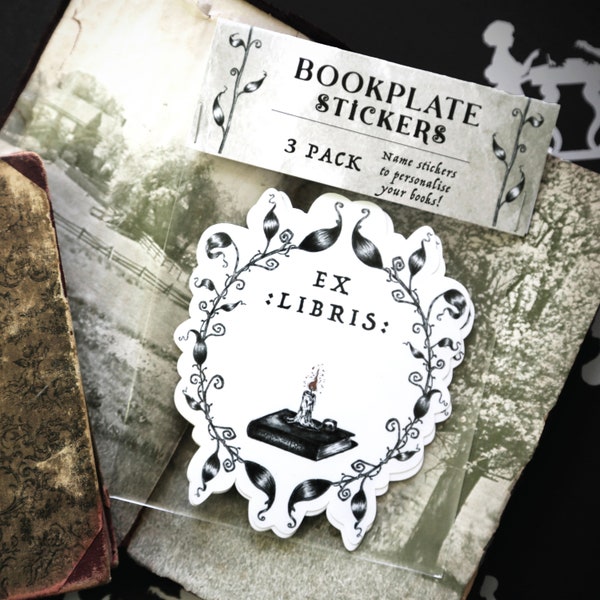Victorian Candle Bookplates | 3 Pack | Bookplate Stickers | Gothic | Vintage | Spooky Cute | Book Lover Gift | Book Accessories | Stationary
