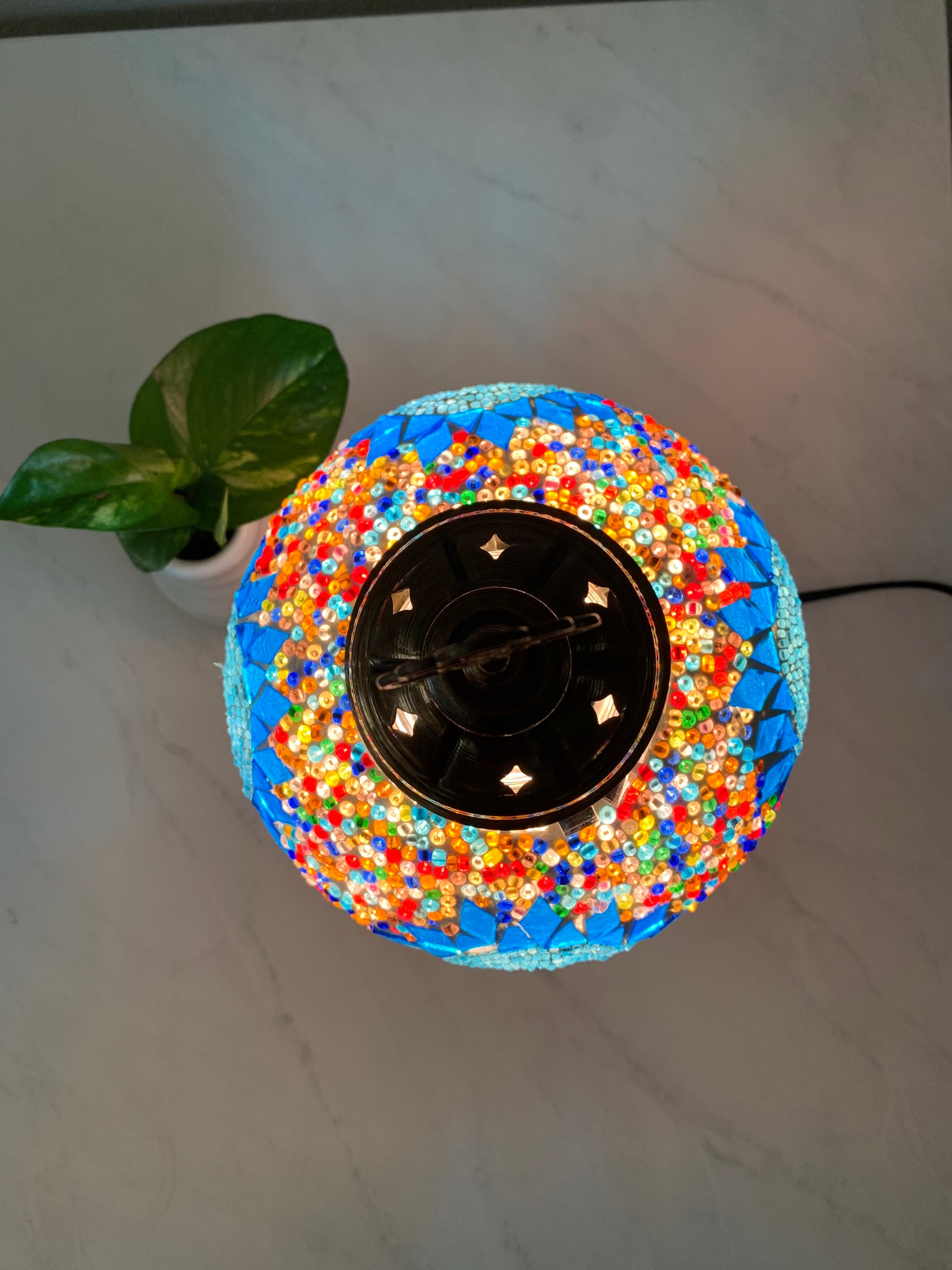 Handmade Mosaic Table Lamp Colorful Etsy