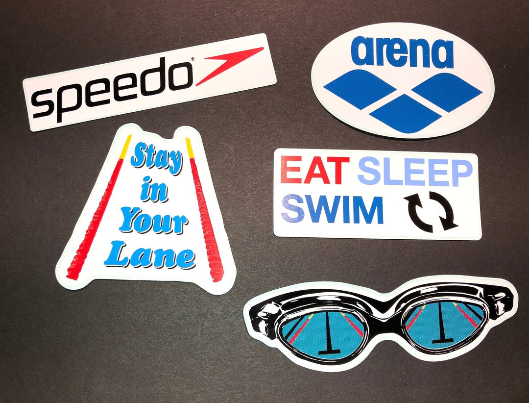 Swim Stickers Decals for Water Bottle, Hydroflask, Car, Phone Laptop