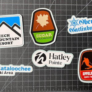 NC & TN, Beech, Sugar Mtn, Ober Gatlinburg, Hatley Pointe, Cataloochee Ski Resort Decal, Stickers for Water Bottle, Helmet, Car, Ski Carrier