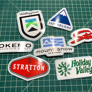 Northeast Ski Resort Decals Stickers for Water Bottle, Helmet, Car, Laptop Stratton, Killington, Holiday Valley, Stowe