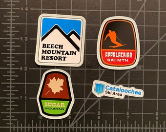 HELMET SIZE 1.5” North Carolina, Beech, Sugar, Cataloochee, Appalachian, Ski Resort Stickers for Water Bottle, Helmet, Car, Ski Carrier