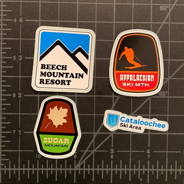 HELMET SIZE 1.5” North Carolina, Beech, Sugar, Cataloochee, Appalachian, Ski Resort Stickers for Water Bottle, Helmet, Car, Ski Carrier