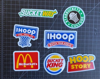 Basketball Stickers for Water Bottle, Car, Phone, Laptop, iHoop, McBuckets, Bucket King, Starbuckets, funny basketball gift, gift for coach