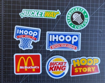 Basketball Stickers for Water Bottle, Car, Phone, Laptop, iHoop, McBuckets, Bucket King, Starbuckets, funny basketball gift, gift for coach