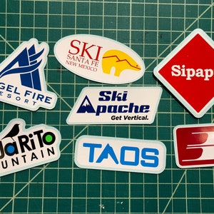 New Mexico Ski Resort Decals Stickers for Water Bottle, Helmet, Car, Laptop Taos, Angel Fire, Sipapu, Pajarito, Apache, Santa Fe, Red River