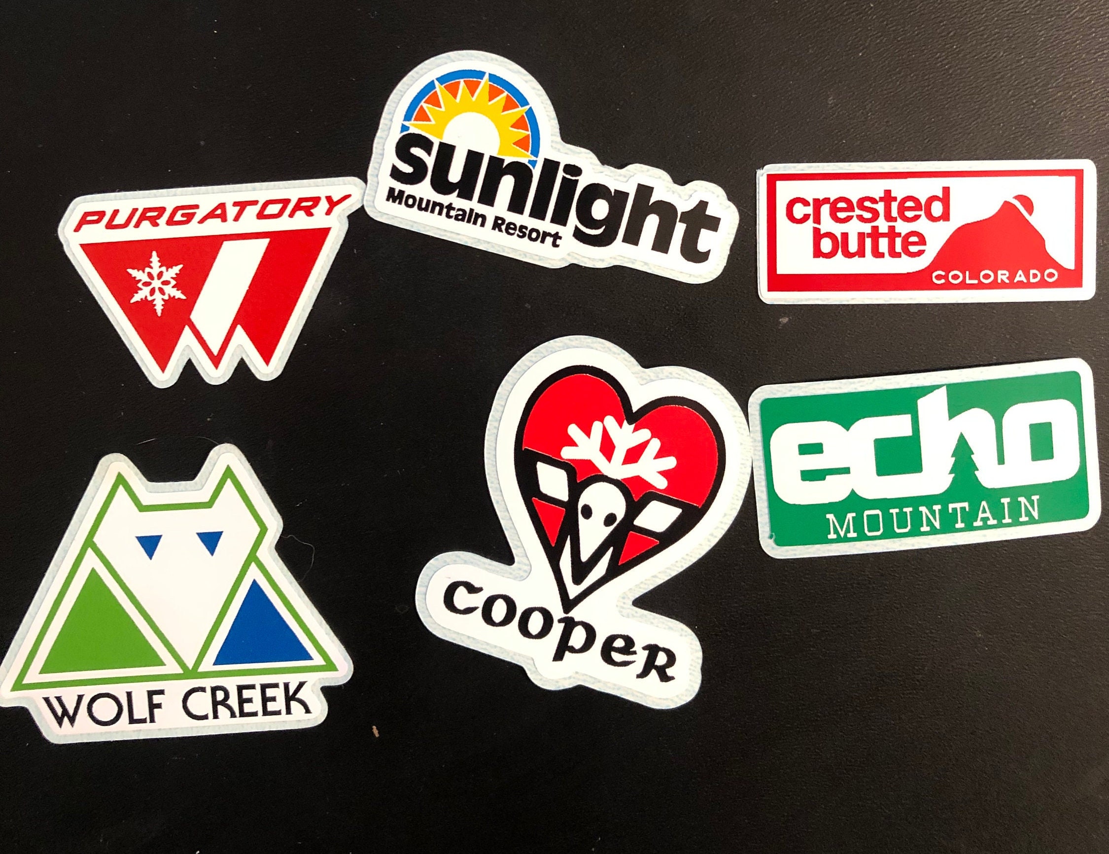 HELMET SIZE Mini Colorado Ski Resort Decals Stickers for