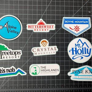 MICHIGAN LOWER PENINSULA Ski Resort Decals Stickers for Water Bottle, Car, Ski Carrier, Helmet, Laptop, Nub's Nob, Boyne, Alpine, Pine Knob