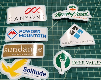 Utah Ski Resort Stickers Decals for Water Bottle, Helmet, Car, Laptop Helmet Nordic Deer Valley Sundance Solitude Brian Head Powder Mtn