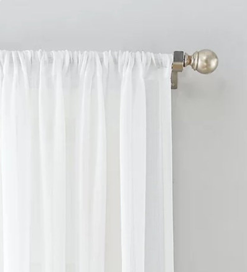 Sheer White Curtains Rod Pocket Set of 2 Panels 48x63 for | Etsy