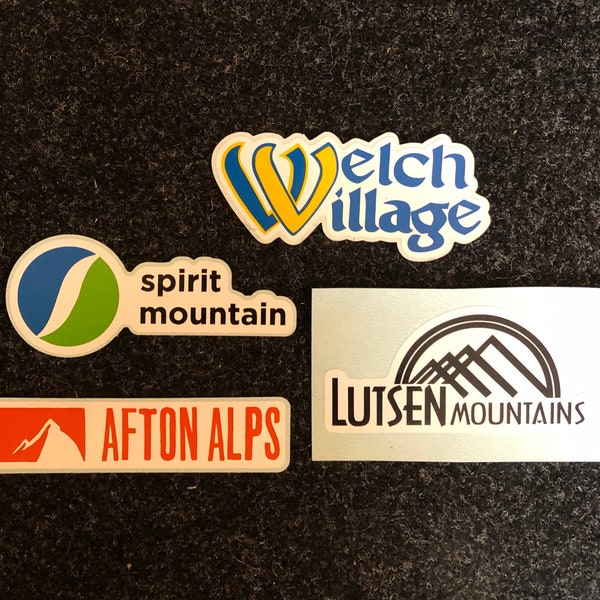 MINNESOTA Ski Resort Decals Stickers for Water Bottle, Yeti, Car, Ski Carrier, Helmet, Laptop Welch Village, Lutsen, Spirit Mountain, Afton