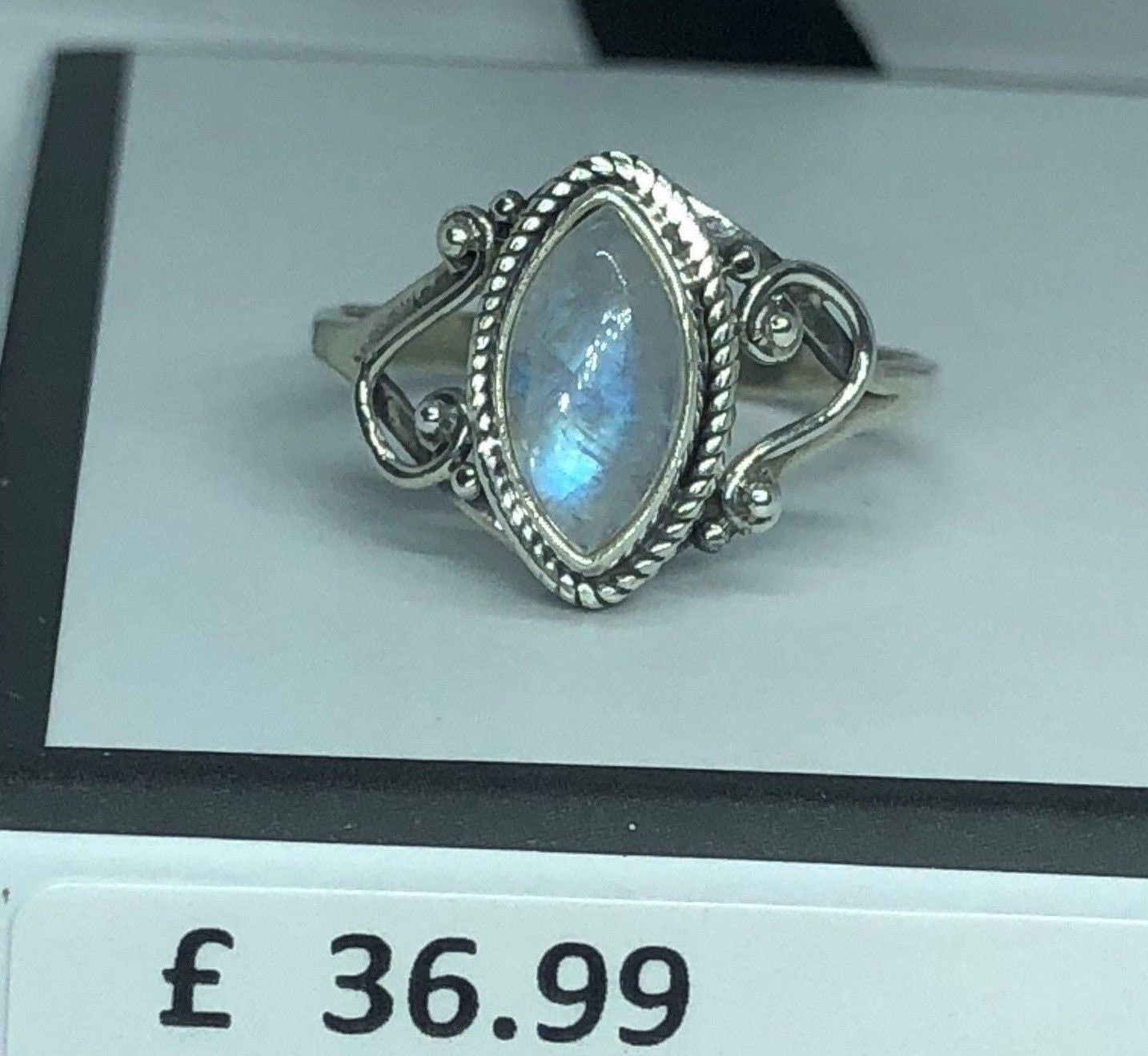 925 Sterling Silver Marquise Natural Moonstone Ring – Rios London, Boxed