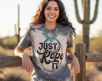 Discover the Unisex Just Rope It Graphic Bleached Tee: Feel the Comfort, Embrace the Style