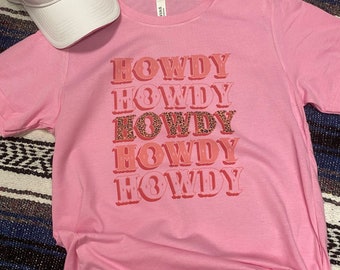 Howdy Howdy Howdy Pink Graphic Rodeo Tee