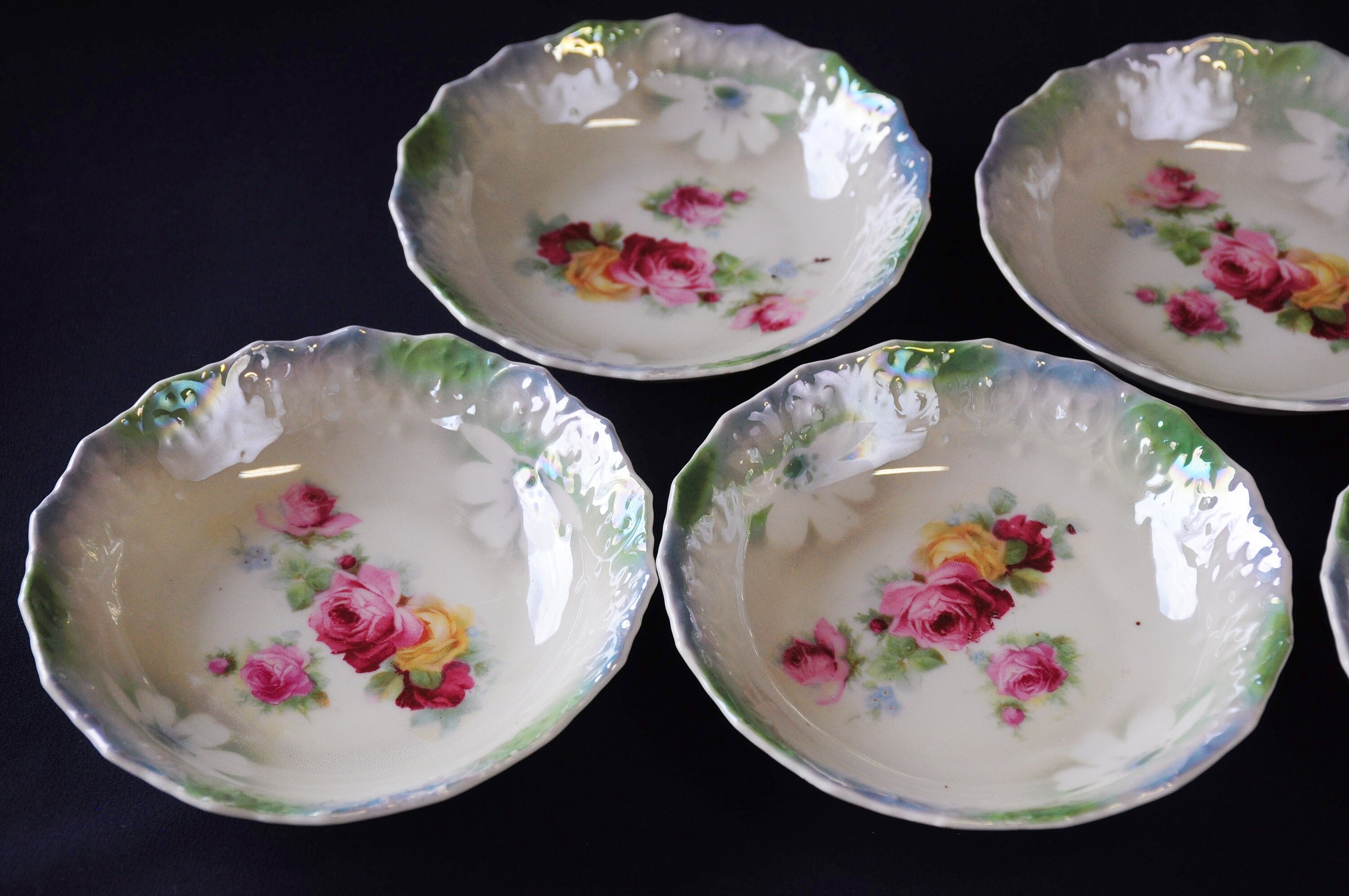 Antique Bavarian Berry Bowls with Beautiful Rose Pattern Etsy