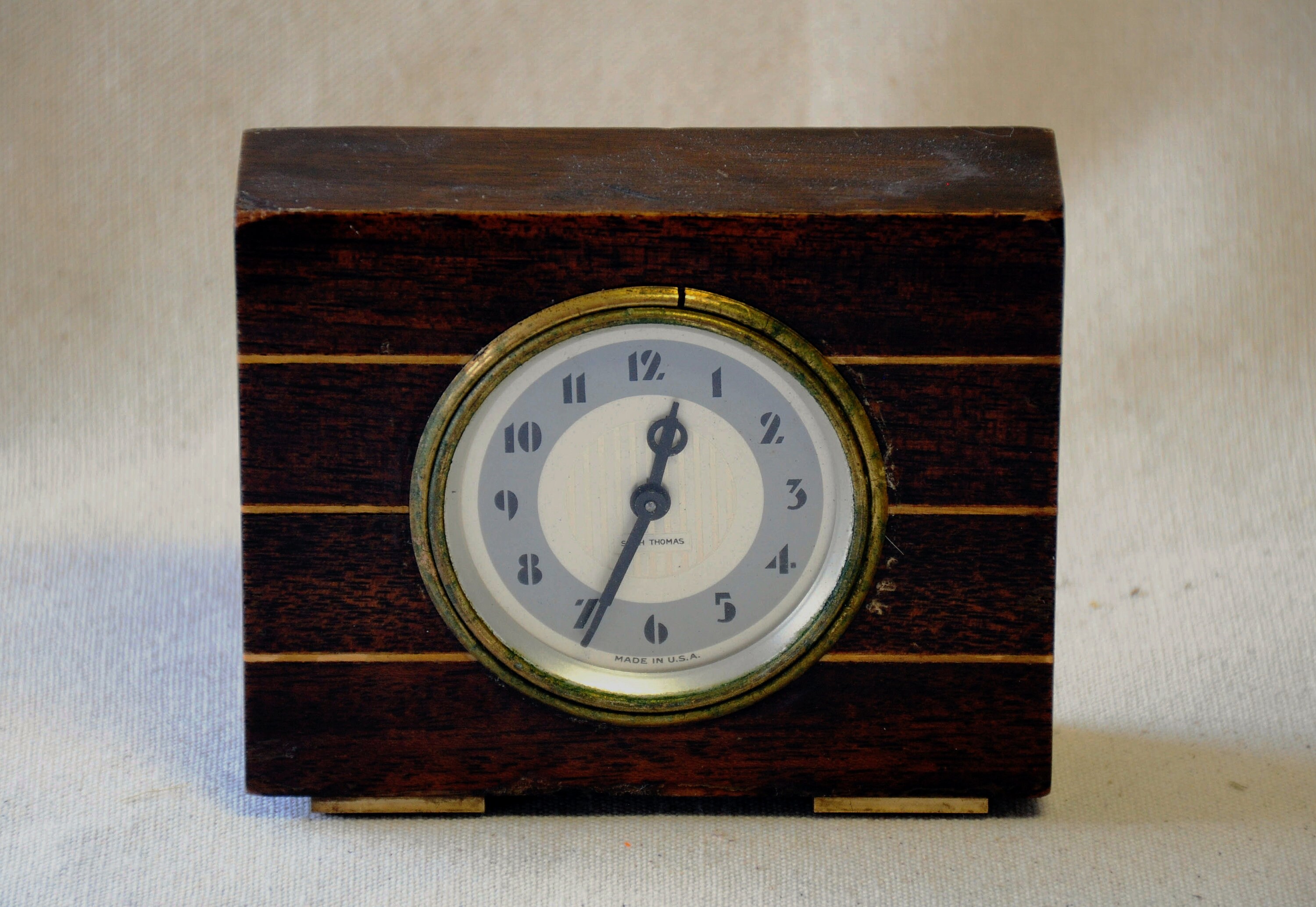 Seth Thomas 8 Day Art Deco Desk Clock Solid Black Walnut And Etsy