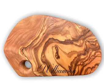 Custom Cheese Board Rustic Olive Wood, Engraved Charcuterie Serving Board