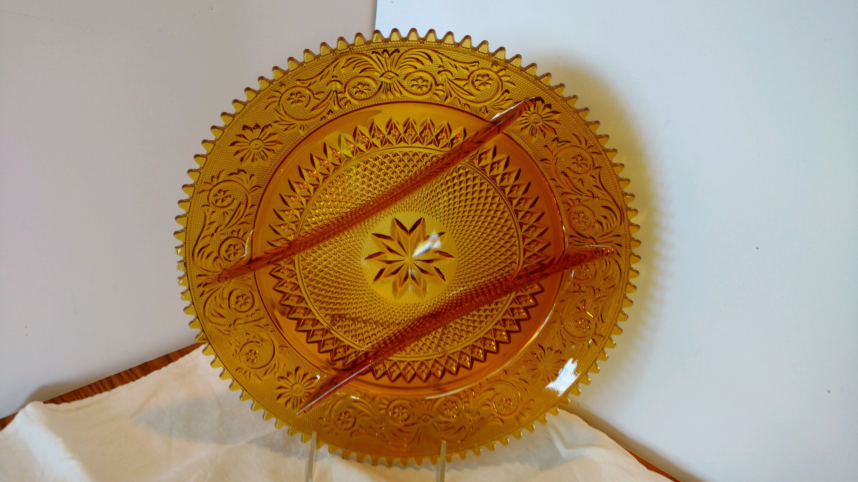 Set of 3 Amber Platters Tiara Sandwich Indiana Glass Serving Etsy