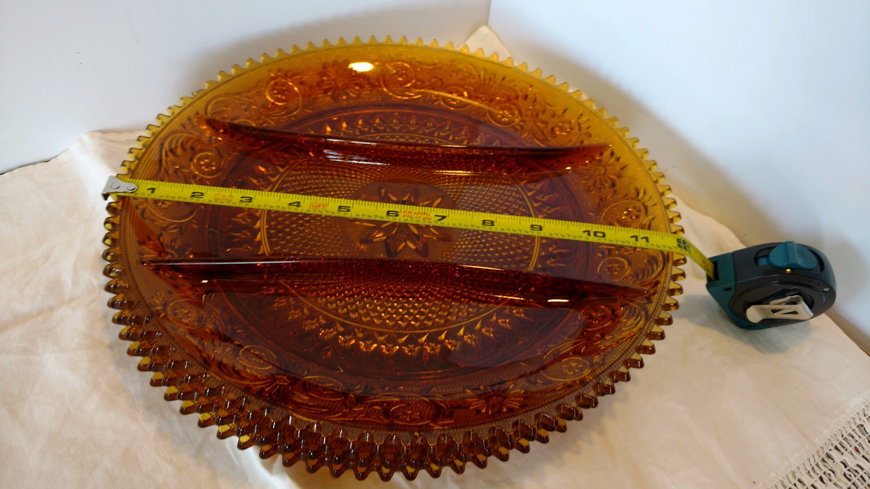 Set of 3 Amber Platters Tiara Sandwich Indiana Glass Serving Etsy