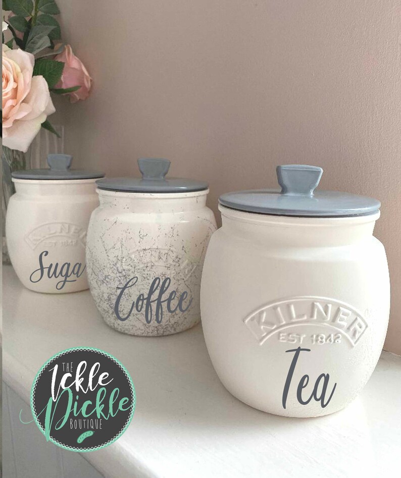 White and Grey MARBLE Tea Coffee Sugar Canisters Kitchen Etsy