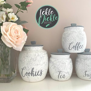 White and Grey ALL MARBLE Tea Coffee Sugar Canisters kitchen storage Grey Kitchen canisters Cookie Jar glass canisters Kilner jars