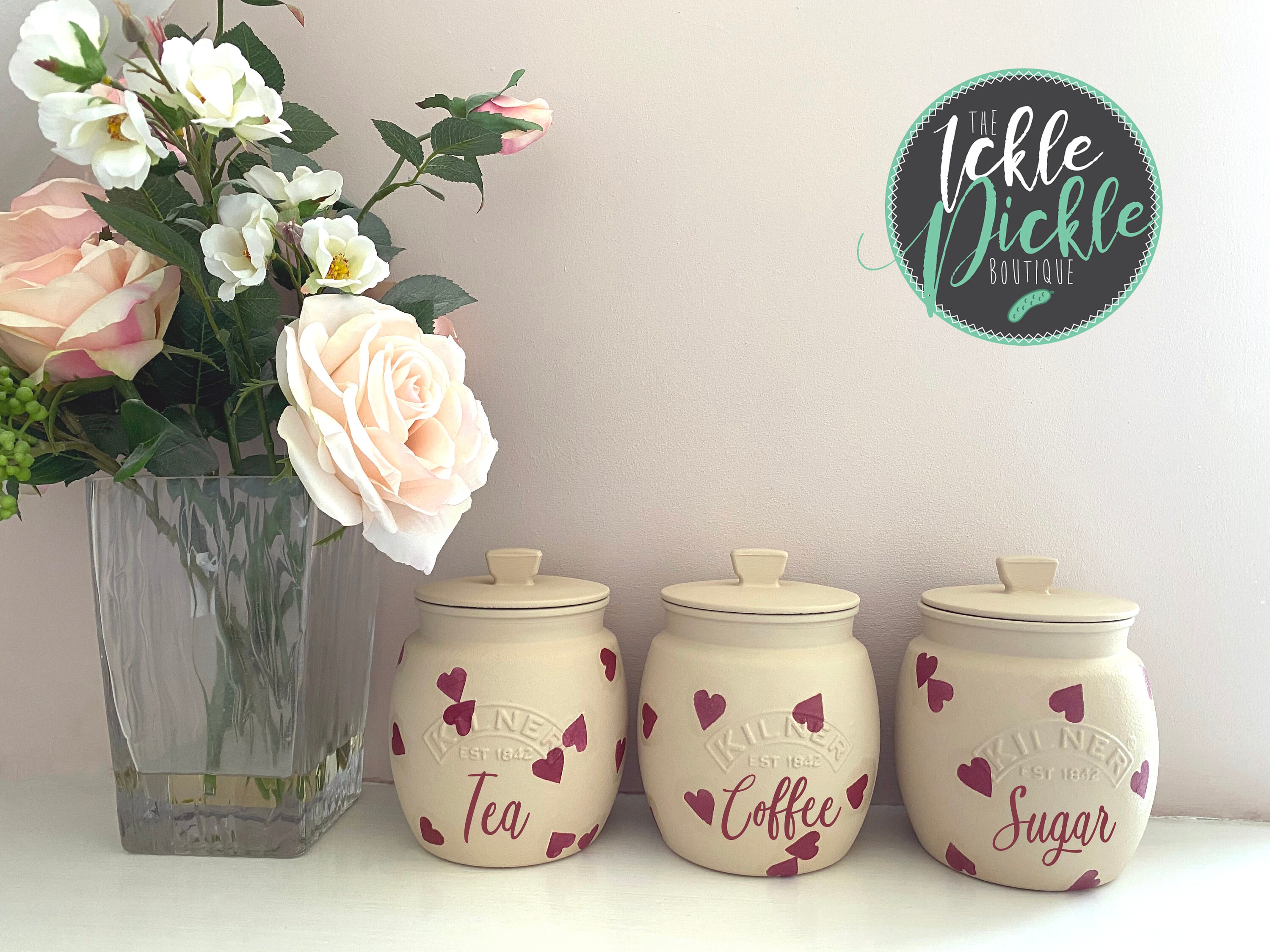 Emma Bridgewater Inspired Tea Coffee Sugar Canisters kitchen Etsy