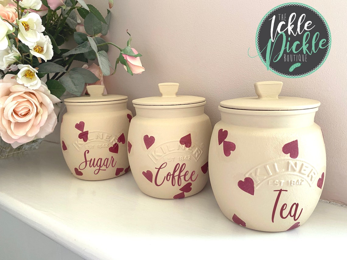Emma Bridgewater Inspired Tea Coffee Sugar Canisters kitchen Etsy