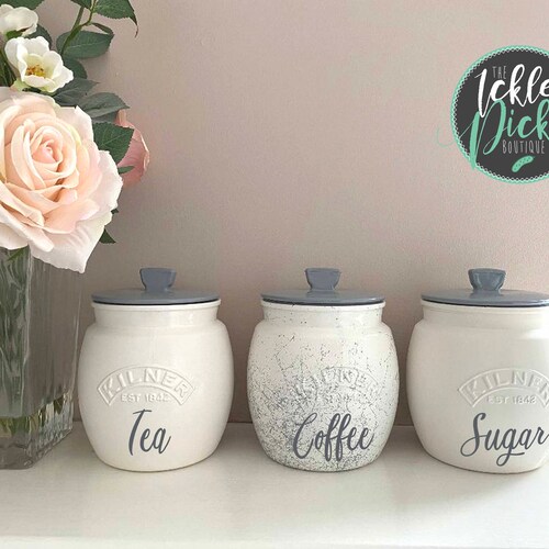 White and Grey ALL MARBLE Tea Coffee Sugar Canisters Kitchen Etsy UK