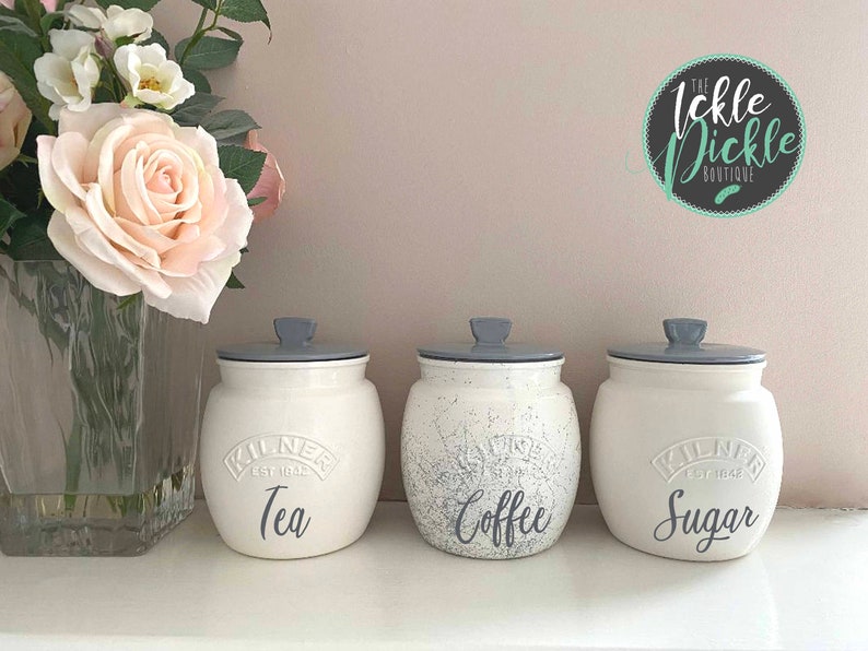 White and Grey MARBLE Tea Coffee Sugar Canisters Kitchen Etsy