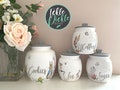 Peter Rabbit Decoupage Kitchen Canister Jar Set. Tea, Coffee and Sugar