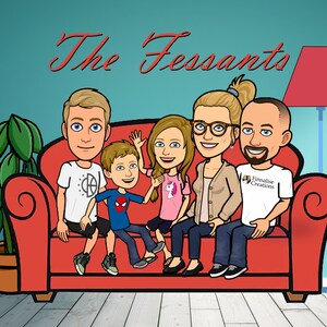 Digital Bitmoji Family Portrait, Out of the Ordinary gift for Mom or Dad