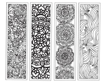 Hand-drawn Detailed Printable Coloring Bookmarks